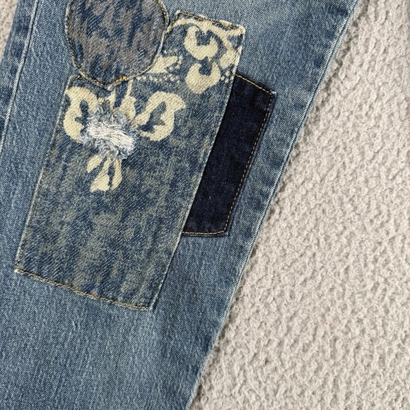 Anthropologie Pilcro The Borrowed Boyfriend Patchwork Jean Womens 25 Boho Hippie - Picture 4 of 16